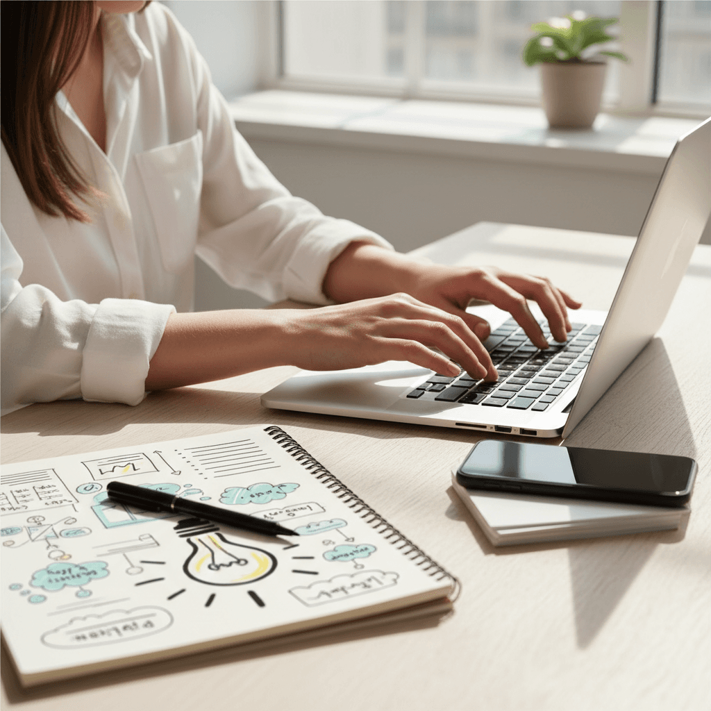 Nikolas Yergo, founder of Digital Horizon, working at his desk in New York office